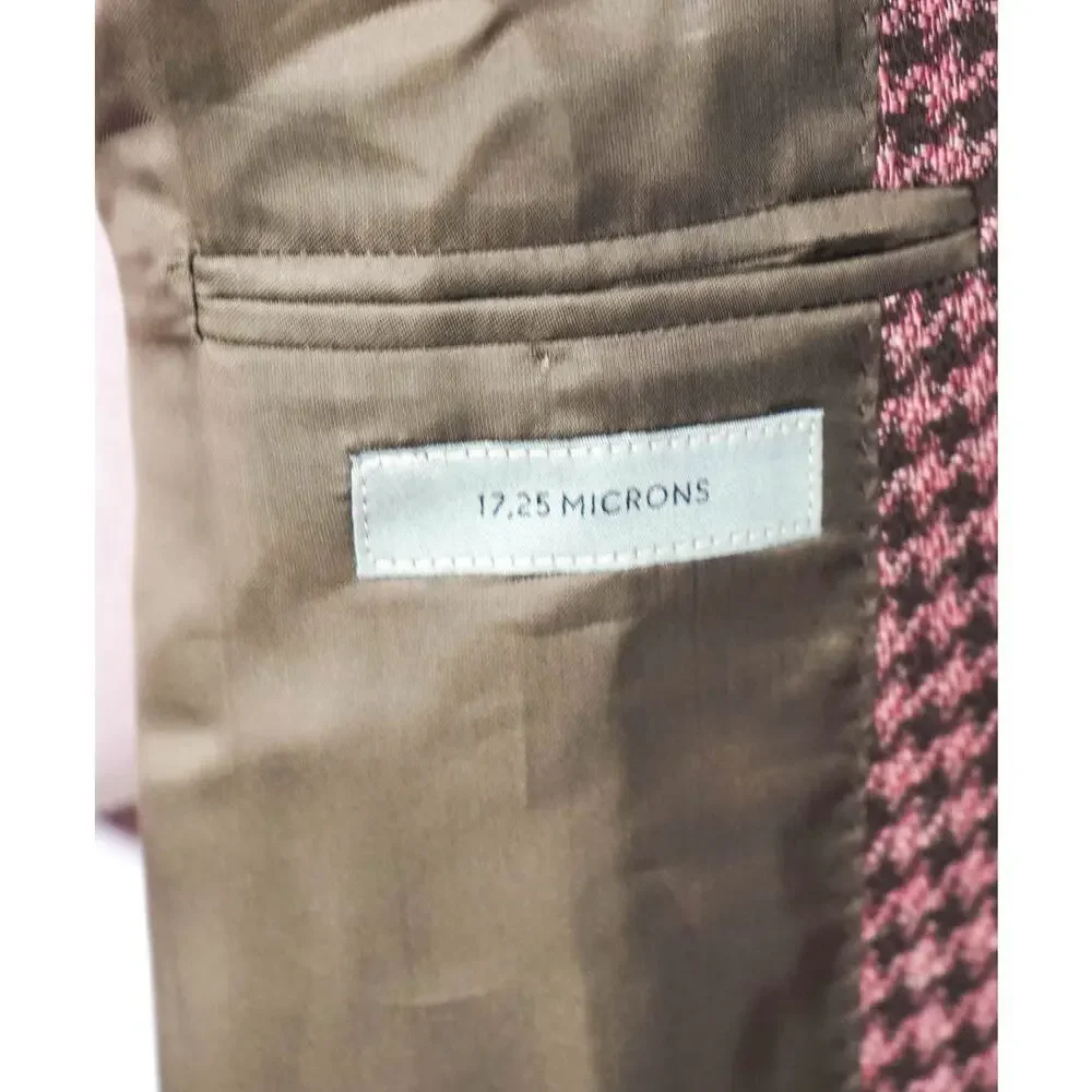 $1,995 CORNELIANI - Pink Houndstooth *17,25 Microns* Blazer - 44R
